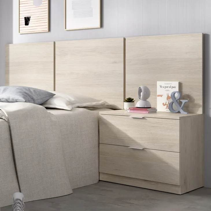 Testiera letto singolo 3 moduli 156cm con comodino 2 cassetti rovere Liberty