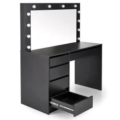 Toeletta da trucco con specchio 120x140cm con LED nero Cherie