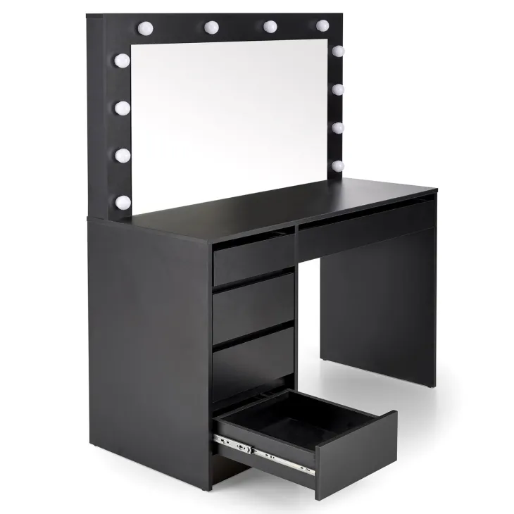 Toeletta da trucco con specchio 120x140cm con LED nero Cherie