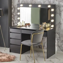 Toeletta da trucco con specchio 120x140cm con LED nero Cherie