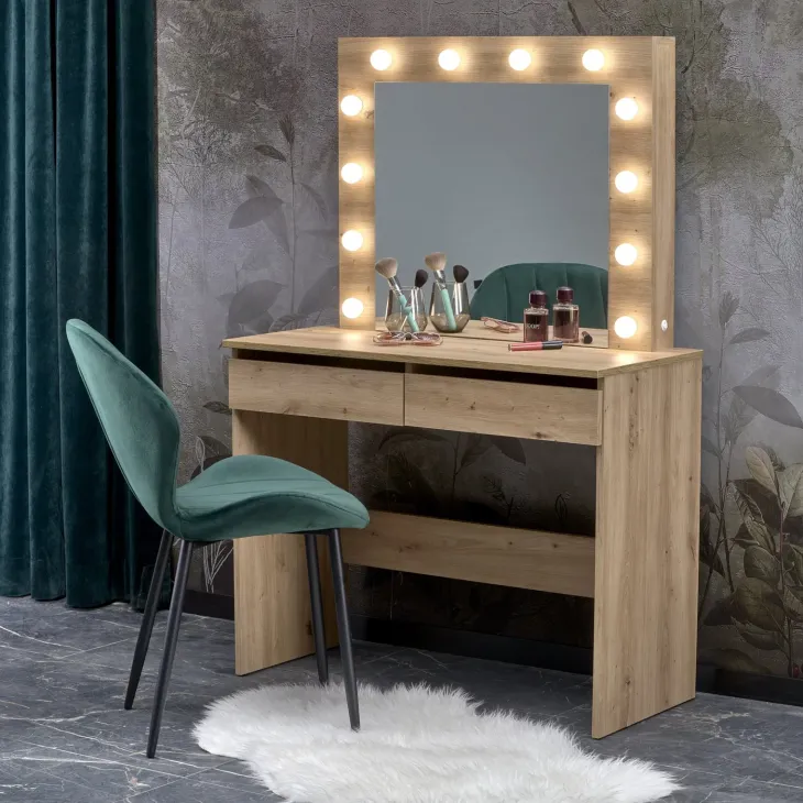 Toeletta da trucco con specchio 94x140cm con LED rovere Bloom