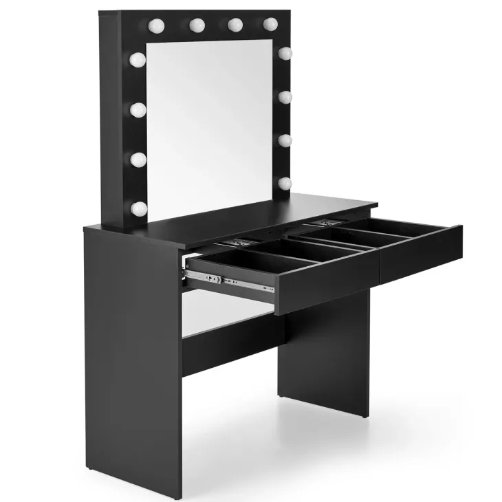 Toeletta da trucco con specchio 94x140cm con LED nero Bloom