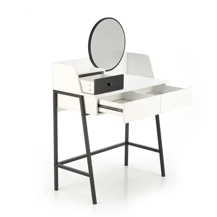 Toeletta da trucco con specchio 80x120cm bianco nero Miralda
