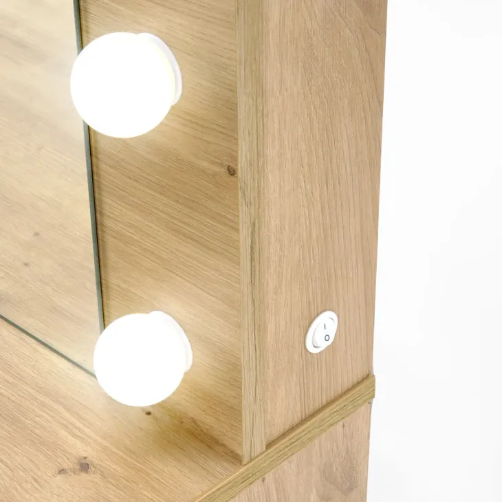 Toeletta da trucco con specchio 120x140cm con LED rovere Cherie