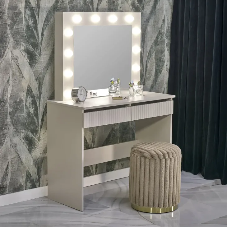 Toeletta da trucco con specchio 94x43cm con LED cashmere beige Bloom