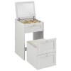 Toeletta da trucco shabby 50x80h cm con seduta richiudibile e specchio bianco Shubo