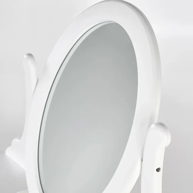 Toeletta da trucco 80x130h cm con specchio e sgabello bianco Lyra