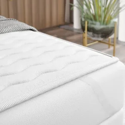 Topper matrimoniale oversize 180x200cm trapuntato imbottito con elastici bianco Corsica