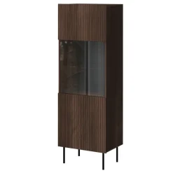 Vetrina alta 60x183h cm 1 anta 2 vani a giorno noce cannettato Gabiot