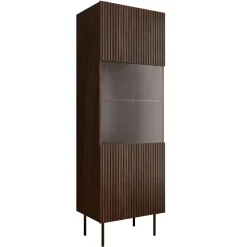 Vetrina alta 60x183h cm 1 anta 2 vani a giorno noce cannettato Gabiot