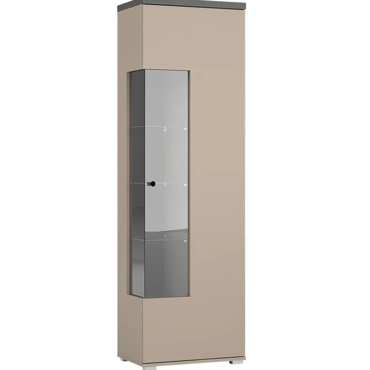 Vetrina moderna 55x180h cm 1 anta beige grigio Matt