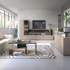 Vetrina moderna 55x180h cm 1 anta beige grigio Matt