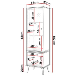 Vetrina moderna 54x182h cm 2 ante serigrafato rovere nero Duplo
