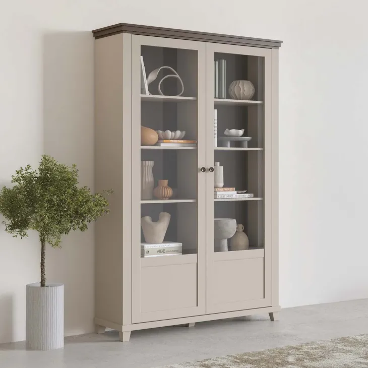 Vetrina soggiorno 126x200h cm 2 ante beige Texel