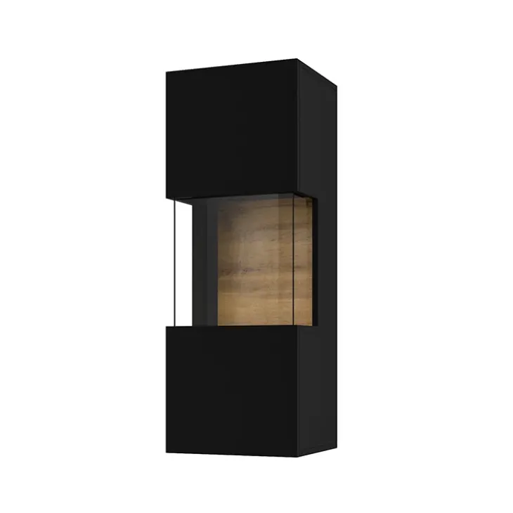 Vetrina sospesa 36x95h cm da parete nero rovere Fusion