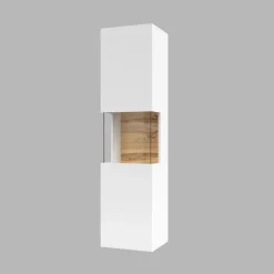 Vetrina sospesa 36x140h cm da parete bianco rovere Fusion