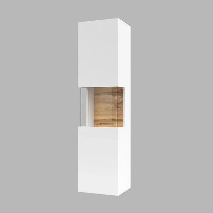 Vetrina sospesa 36x140h cm da parete bianco rovere Fusion