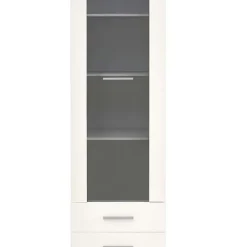 Vetrina 60x200h cm 1 anta 2 cassetti bianco opaco e lucido Viki