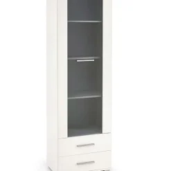 Vetrina 60x200h cm 1 anta 2 cassetti bianco opaco e lucido Viki