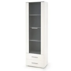 Vetrina 60x200h cm 1 anta 2 cassetti bianco opaco e lucido Viki