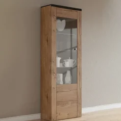 Vetrina 65x206h cm 1 anta moderna quercia rovere grigio Paloma 2