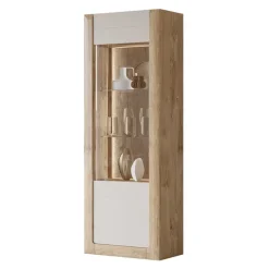 Vetrina 73x200h cm 1 anta 5 ripiani rovere tortora lucido Jumbo