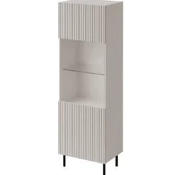Vetrina 56X185h cm 1 anta 2 vani con frontali cannettati beige Ziggy