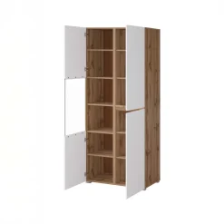 Vetrina 80x184h cm 4 ante bianco rovere Lolla