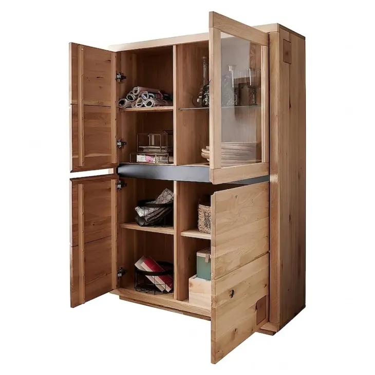 Vetrina 103x148h cm 4 ante legno massello rovere Tarselia
