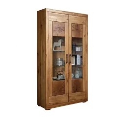 Vetrina 110x201h cm 2 ante legno massello rovere Ebania