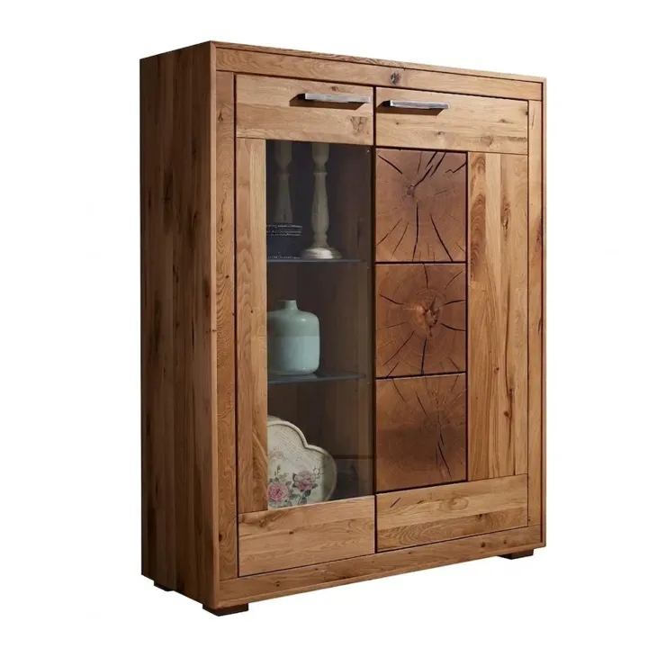 Vetrina 103x135h cm 2 ante legno massello rovere Ebania