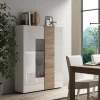 Vetrina 121x168h cm 2 ante moderna bianco lucido rovere Universal