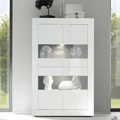 Vetrina 102x162h cm 4 ante moderna bianco lucido Eternity