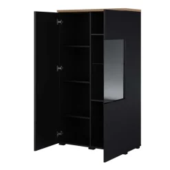 Vetrina 80x140h cm 2 ante nero rovere Ischia