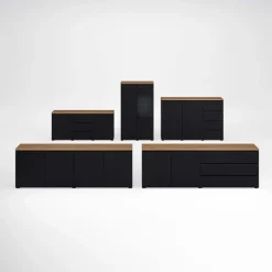 Vetrina 80x140h cm 2 ante nero rovere Ischia