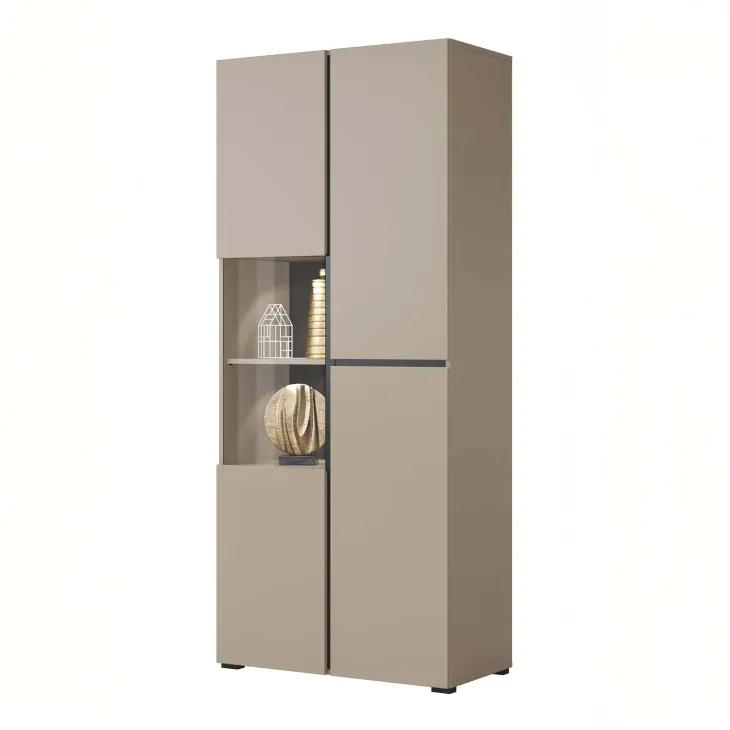 Vetrina 80x184h cm 4 ante tortora Lolla