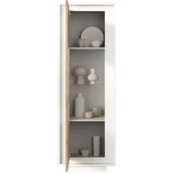 Vetrinetta 67x197cm 1 anta moderna bianco opaco rovere chiaro Deluxe