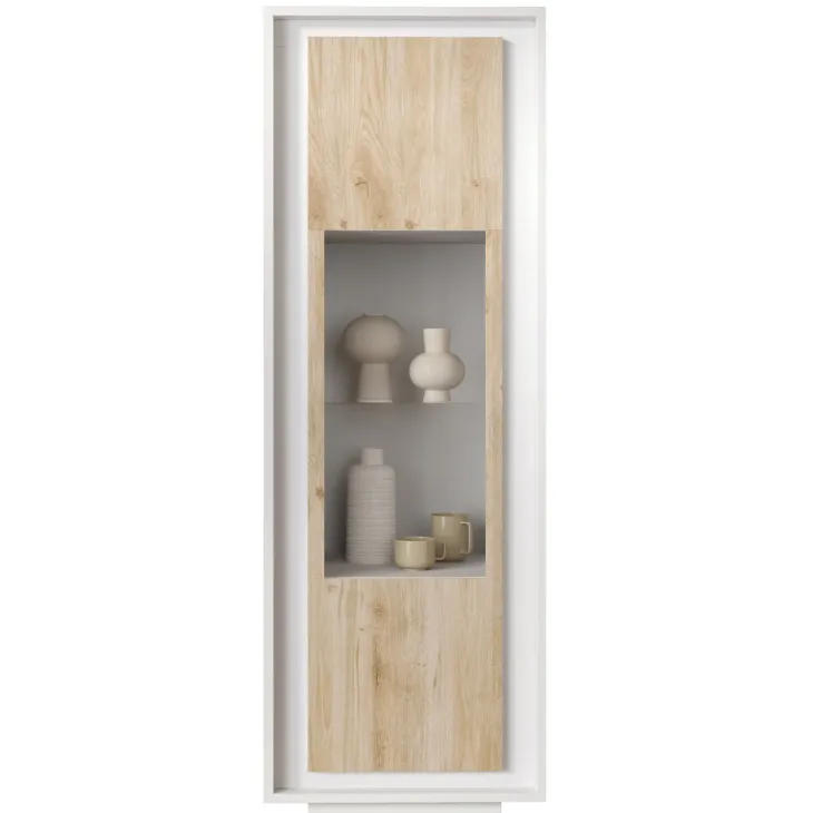Vetrinetta 67x197cm 1 anta moderna bianco opaco rovere chiaro Deluxe