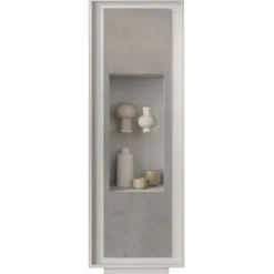 Vetrinetta 67x197cm 1 anta moderna bianco opaco grigio cemento Deluxe