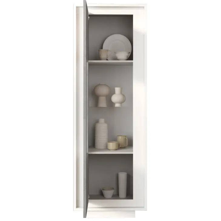 Vetrinetta 67x197cm 1 anta moderna bianco opaco grigio cemento Deluxe
