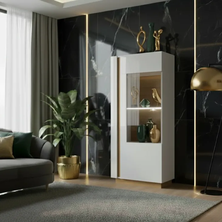 Vetrinetta 72x154h cm 1 anta bianco rovere Noa Gihome®