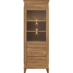 Vetrinetta 72x202h cm 1 anta 3 cassetti rovere scuro Lucca
