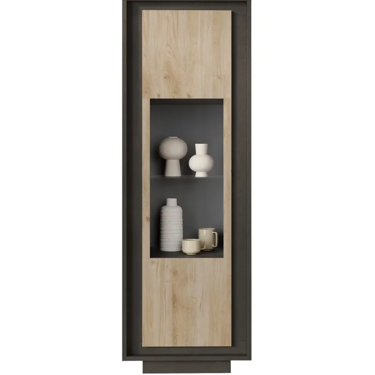 Vetrinetta 67x197h cm 1 anta moderna antracite rovere chiaro Deluxe