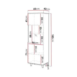 Vetrinetta 60x183h cm 1 anta moderna cannettato antracite Essence