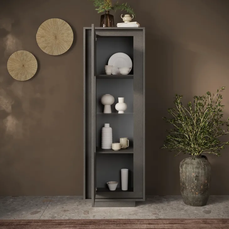 Vetrinetta 67x197h cm 1 anta moderna antracite Deluxe