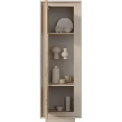 Vetrinetta 67x197h cm 1 anta moderna beige rovere chiaro Deluxe