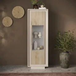 Vetrinetta 67x197h cm 1 anta moderna beige rovere chiaro Deluxe