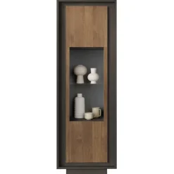 Vetrinetta 67x197h cm 1 anta moderna antracite rovere scuro Deluxe