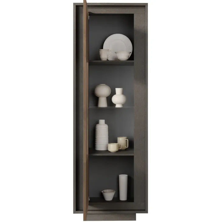 Vetrinetta 67x197h cm 1 anta moderna antracite rovere scuro Deluxe