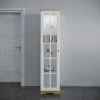 Vetrinetta 48x199h cm 1 anta shabby bianco lucido rovere Loira